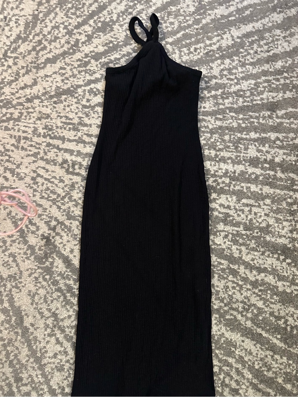 Old Navy Black Ribbed Maxi Dress choker neck.